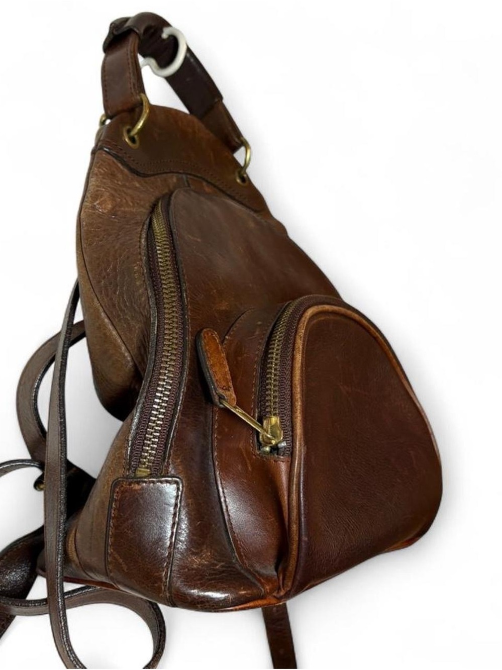 Vintage M. London New York Leathercraft Brown Leather Backpack Purse - Picture 3 of 8